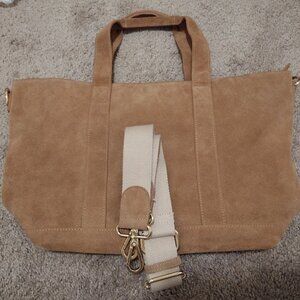 Stoney Clover Lane OOAK mini tote: Brown suede with matching strap
